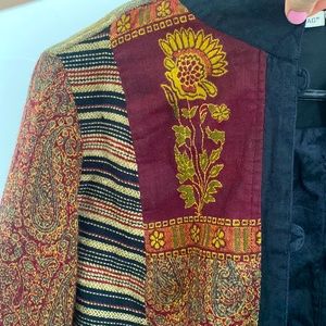 Vintage White Stag Button Down Patchwork Jacket